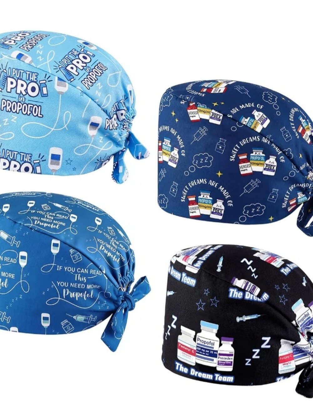 Scrub Cap Surgical Bouffant Hat - Propofol Print (Multiple Colors)